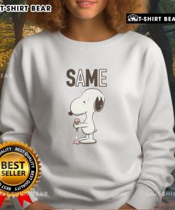 Adorable Snoopy ice cream sweatshirt featuring a colorful design, perfect for casual wear and fans of Peanuts characters.
