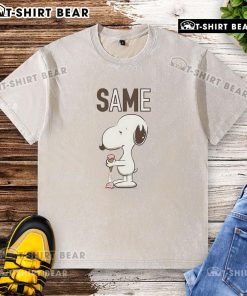 Pretty Snoopy ice cream graphic on a stylish washed t-shirt, perfect for casual summer outfits.
