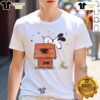 Pretty Snoopy Woodstock Haunted Doghouse T-Shirt featuring a playful design of Snoopy and Woodstock in a spooky setting.