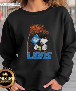 Alt Text: Pretty Snoopy x Woodstock 'It's The Most Wonderful Time of The Year' Detroit Lions sweatshirt featuring festive design.