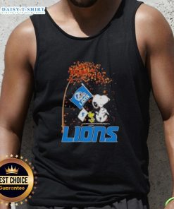 Alt Text: Pretty Snoopy x Woodstock tank top featuring 'It's the Most Wonderful Time of the Year' for Detroit Lions fans.