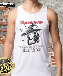 Pretty Speedway Halloween tank top featuring a witch design, perfect for celebrating in a world full of princesses.