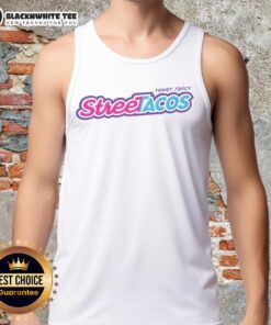 Stylish Pretty Street Tacos tank top featuring a vibrant design with tangy and spicy taco graphics, perfect for food lovers.