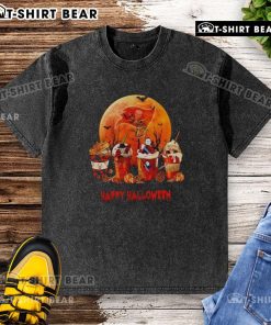 Alt Text: Pretty Tampa Bay Buccaneers Happy Halloween coffee washed T-shirt featuring festive design for fans celebrating Halloween.