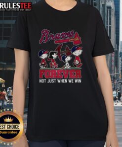 Pretty The Peanuts Show Atlanta Braves Forever tee for ladies, featuring a vibrant design celebrating team spirit.