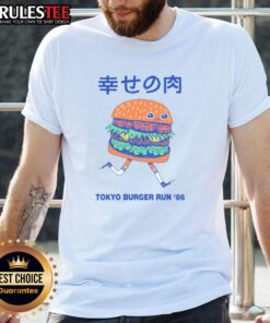 Alt Text: Retro 'Pretty Tokyo Burger Run '86 T-Shirt' featuring vibrant graphics and a nostalgic design perfect for burger lovers.