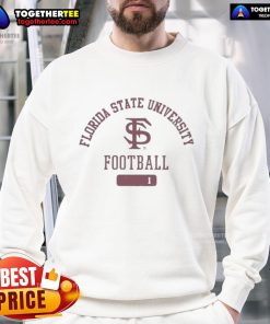 Pretty Tommy Castellanos Florida State University football 2-sided sweatshirt featuring team colors and logo.