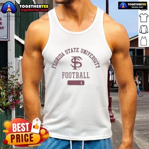 Alt Text: Pretty Tommy Castellanos Florida State University football 2-sided tank top showcasing vibrant team colors and design.