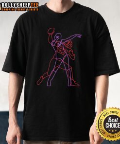 Travis Kelce and Taylor Swift neon lights T-shirt design, featuring vibrant colors and trendy graphics for fans.