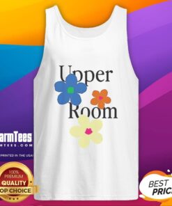 Pretty upper room flower tank top featuring a vibrant floral print, perfect for summer fashion and casual wear.