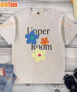 Pretty upper room flower washed T-shirt featuring a vibrant floral design, perfect for casual, stylish outfits.