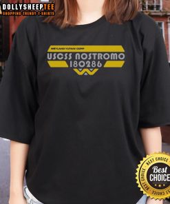 Pretty USCSS Nostromo Ladies Tee featuring a stylish design for fans of the iconic sci-fi movie.