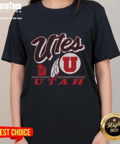 Alt Text: Vintage ladies tee featuring the Pretty Utah Utes Fly By design, perfect for fans and casual wear.