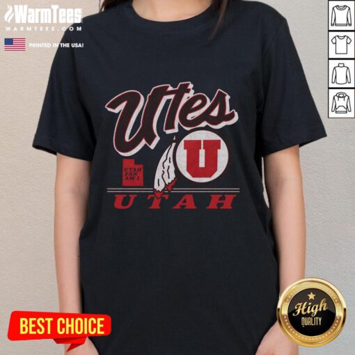 Alt Text: Vintage ladies tee featuring the Pretty Utah Utes Fly By design, perfect for fans and casual wear.