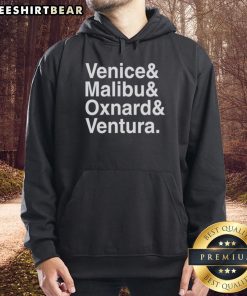 Cozy Pretty Venice Malibu Oxnard and Ventura hoodie displayed on a stylish background, perfect for casual beachwear.