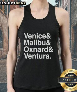Stylish Pretty Venice Malibu Oxnard and Ventura tank top with vibrant beach-themed design for summer fashion.
