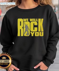 Pretty We Will Rock You classic rock band sweatshirt featuring iconic design and vibrant colors for music lovers.