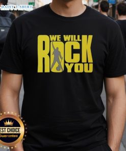 Pretty We Will Rock You Classic Rock Band T-Shirt featuring iconic logo and vibrant design for music lovers.