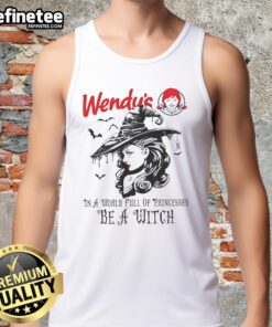 Pretty Wendys Halloween tank top featuring 'In a World Full of Princesses Be a Witch' design for festive style.