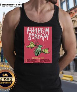 Top-A-Wilhelm-Scream-2025-Canada-Tour-Poster printed on a stylish tank top featuring vibrant graphics and tour dates.