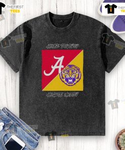 Top Alabama Crimson Tide vs LSU Tigers College Football house divided hearts logo washed t-shirt for fans.