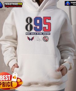 Alexander Ovechkin Washington Capitals signature hoodie celebrating 895 goals in NHL history, perfect for fans.