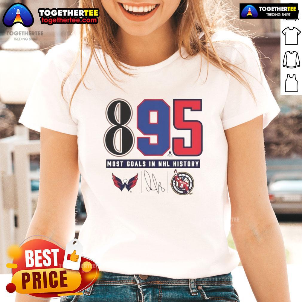 Top Alexander Ovechkin Washington Capitals 895 most Goals In NHL History Signature Ladies-Tee Top Alexander Ovechkin Washington Capitals 895 Goals NHL History Signature Ladies Tee design featuring Ovechkin's name.