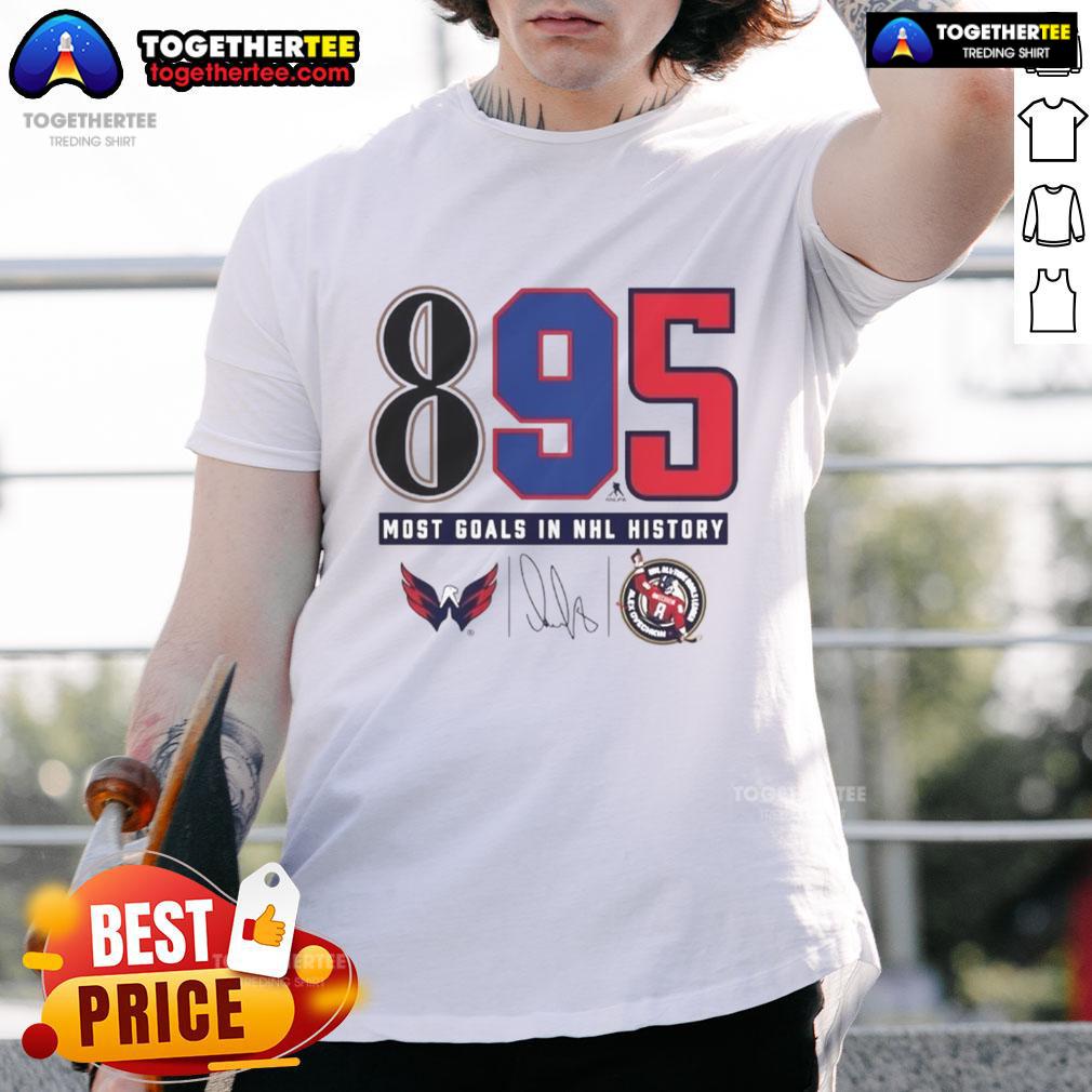Top Alexander Ovechkin Washington Capitals 895 most Goals In NHL History Signature T-Shirt Top Alexander Ovechkin Washington Capitals 895 Goals NHL History Signature T-Shirt showcasing Ovechkin's iconic achievement.