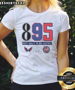 Top Alexander Ovechkin Washington Capitals NHL all-time leading goalscorer tee celebrating his 895 career goals.