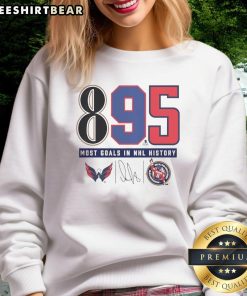 Top Alexander Ovechkin Washington Capitals NHL All-Time Leading Goalscorer 895 Sweatshirt showcasing iconic design.