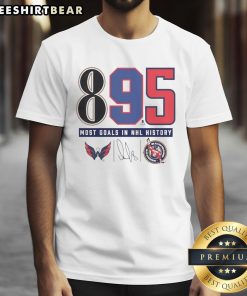 Alexander Ovechkin Washington Capitals NHL all-time leading goalscorer 895 T-shirt featuring iconic player graphic.