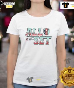 Top All Set Kansas City Current 2025 NWSL Playoffs Ladies Tee showcasing team pride and stylish design.