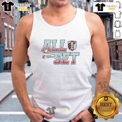 Top All Set Kansas City Current 2025 NWSL Playoffs tank top featuring vibrant team colors and logo for fans.