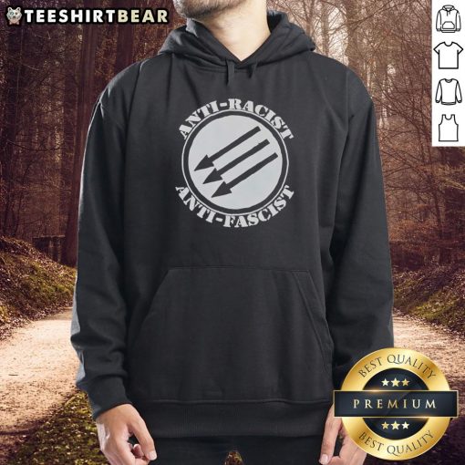 Top Anti-Racist Anti-Fascist Hoodie featuring bold graphics promoting social justice and equality for all.
