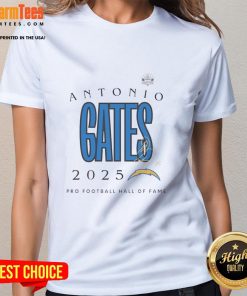 Alt Text: Top Antonio Gates 2025 Pro Football Hall of Fame signature ladies tee, featuring a stylish design and vibrant colors.