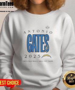 Top Antonio Gates 2025 Pro Football Hall of Fame signature sweatshirt showcasing unique design and commemorative details.