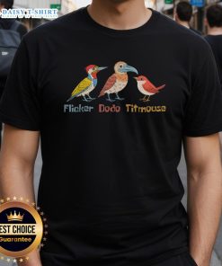 Top Bird Pun T-Shirt featuring cute Flicker, Dodo, and Titmouse designs for bird lovers