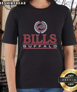 Alt Text: Stylish 'Top Buffalo Bills Crest Ladies Tee' featuring the iconic team logo, perfect for female fans.