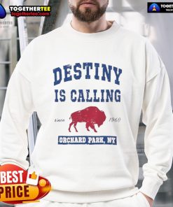 Top Buffalo Bills Destiny Is Calling sweatshirt in Orchard Park, NY, showcasing team pride and style for fans.