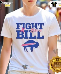 Alt Text: Top Buffalo Bills NFL Fight Like A Bills pink ribbon T-shirt celebrating breast cancer awareness and team spirit.