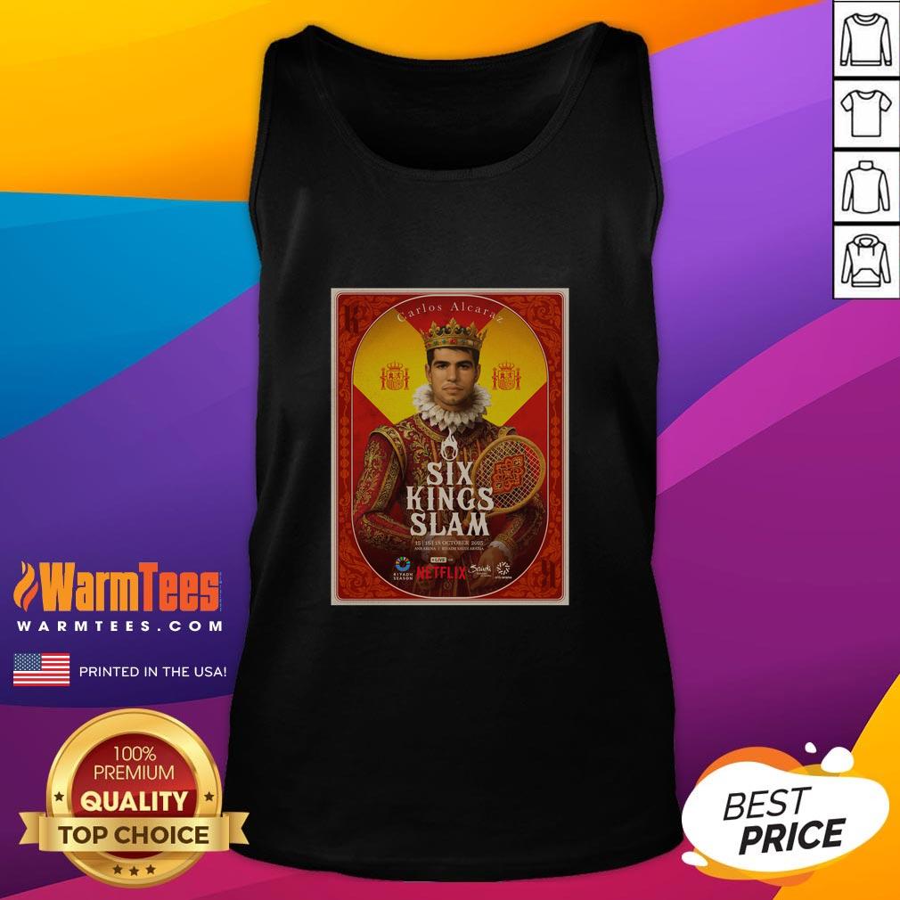 Top Carlos Alcaraz Six Kings Slam 2025 Riyadh Season Tennis Tank Top Top Carlos Alcaraz Six Kings Slam 2025 Riyadh Season Tennis Tank Top featuring vibrant colors and stylish design.