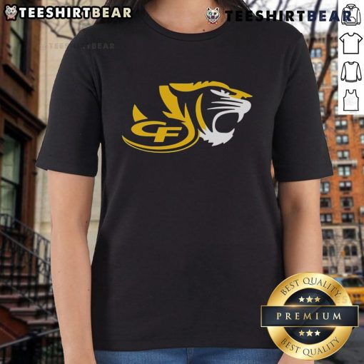 Top CF Tiger High School logo on a stylish ladies tee, perfect for school spirit and casual wear.