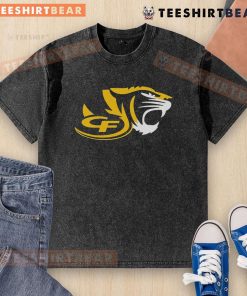 Top CF Tiger High School logo on a washed t-shirt, perfect for school spirit and casual wear.