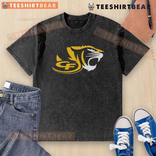 Top CF Tiger High School logo on a washed t-shirt, perfect for school spirit and casual wear.