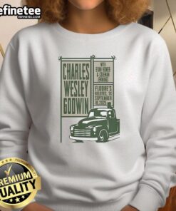 Charles Wesley Godwin performing live at Floore's Country Store in Helotes, TX, wearing a stylish sweatshirt, Sep 18, 2025.
