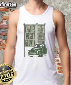 Charles Wesley Godwin performing at Floore's Country Store in Helotes, TX, wearing a tank top on Sep 18, 2025.