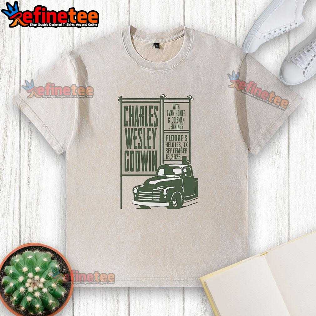 Top Charles Wesley Godwin Sep 18 2025 Floore’s Country Store In Helotes TX Washed T-Shirt Charles Wesley Godwin performing at Floore's Country Store in Helotes, TX, wearing a washed t-shirt, Sep 18, 2025.