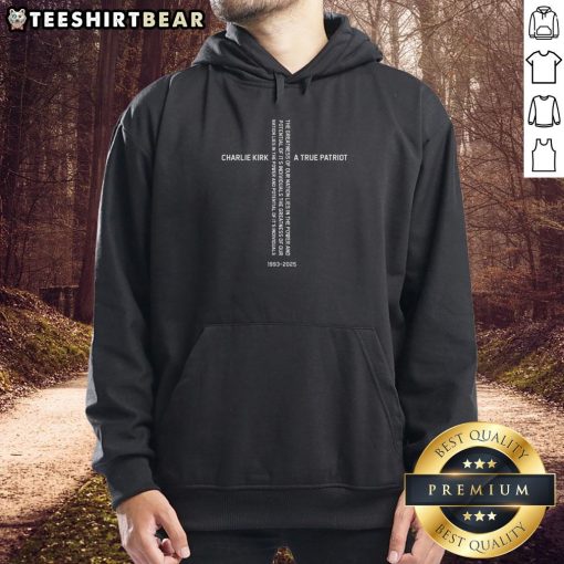 Top Charlie Kirk American Cross Patriot 1993-2025 Hero Quote Hoodie featuring bold graphic and inspiring message.