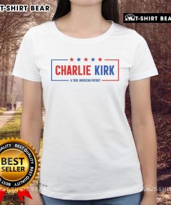 Top Charlie Kirk American Patriot Hero Ladies Tee featuring a stylish design for proud patriots and supporters.