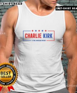 Charlie Kirk American Patriot Hero tank top featuring bold graphics and patriotic colors, perfect for supporters and events.